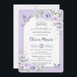 Lavender Purple Floral Butterflies Quinceañera Invitation<br><div class="desc">Personalise this elegant Quinceañera / Sweet 16 birthday invitation easily and quickly. Simply click the customise it further button to edit the texts, change fonts and fonts colours. Featuring beautiful watercolor lavender purple, lilac flowers, purple butterflies and a silver princess crown. Matching items available in store. Also great for twins...</div>