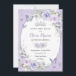 Lavender Purple Floral Butterflies Quinceañera Save The Date<br><div class="desc">Personalise this soft lavender purple floral Quinceañera / Sweet 16 birthday save the date easily and quickly. Simply click the customise it further button to edit the texts, change fonts and fonts colours. Featuring pretty pastel lavender purple flowers, delicate greenery and purple and silver butterflies. Matching items available in store....</div>
