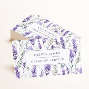 Lavender Purple Floral Cleaning Maid Housekeeper Business Card