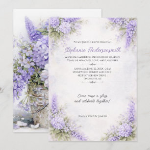Lavender Purple Floral Clusters Birthday Party   Invitation