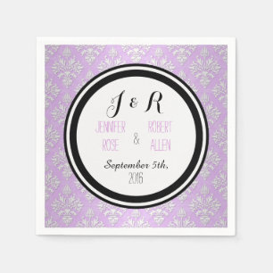 Lavender Purple Floral Damask Wedding Napkins