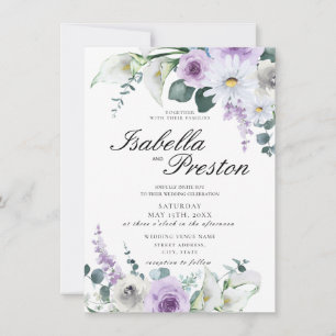 Lavender Purple Floral Elegant Lilies Wedding Invitation