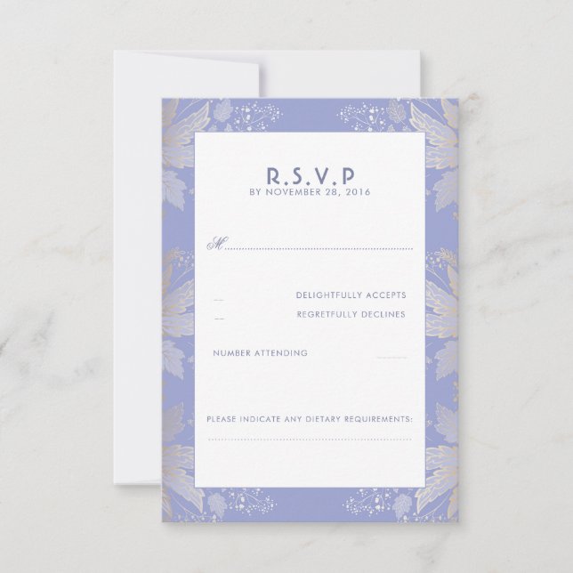 Lavender Purple Floral Elegant Wedding RSVP Cards (Front)
