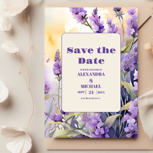 Lavender Purple Floral Elegant Wedding Save The Date