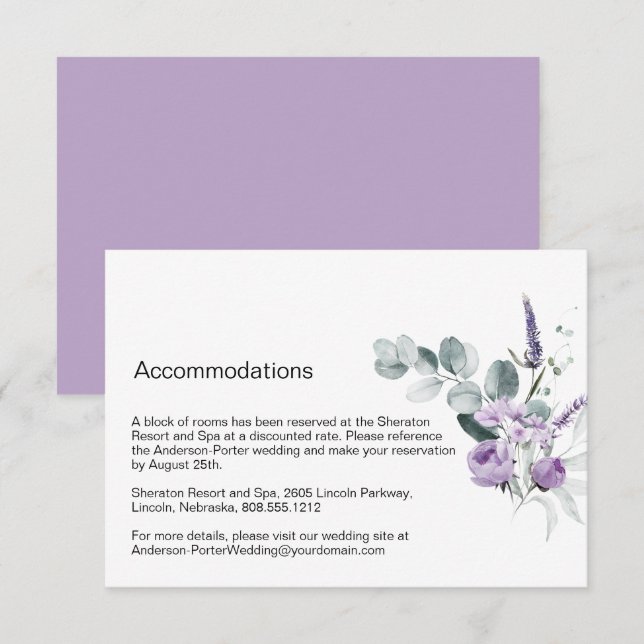 Lavender Purple Floral Enclosure Card (Front/Back)