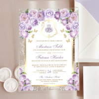 Lavender Purple Floral Gold Arch Muslim Wedding