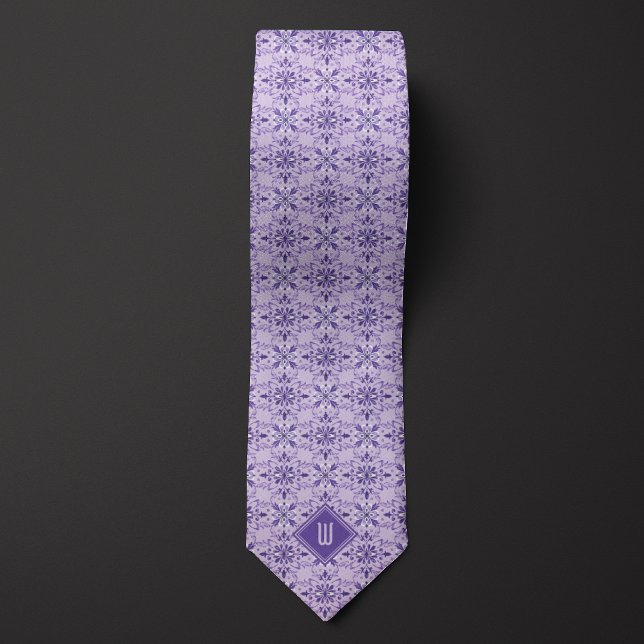 Lavender Purple Floral Inspired Monogram Tie (Creator Uploaded)