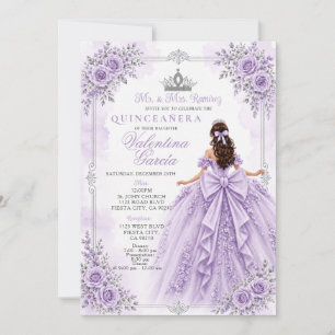 Lavender Purple Floral Quinceañera Invitation