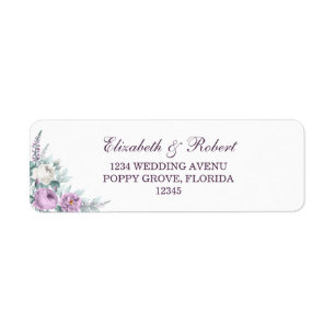 Lavender Purple Floral Return Address Label
