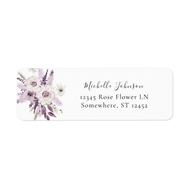 Lavender Purple Floral Return Address Label (Front)