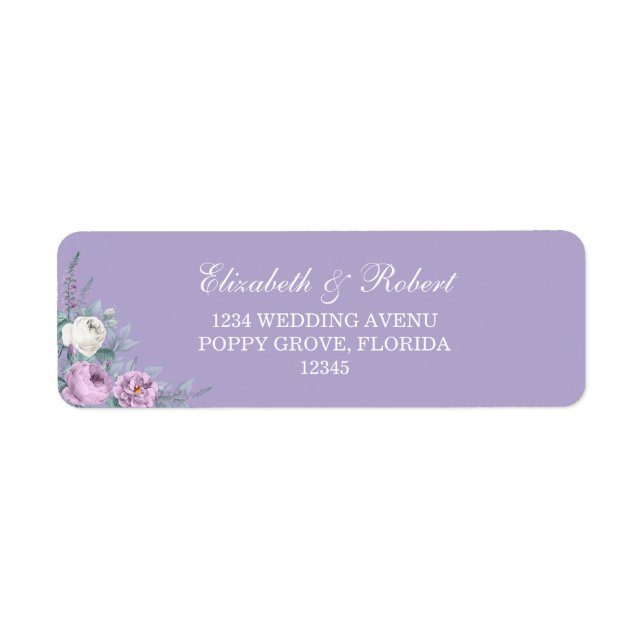 Lavender Purple Floral Return Address Label (Front)