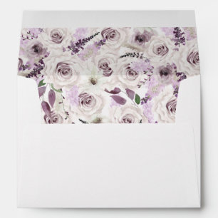 Lavender Purple Floral Rose Envelope