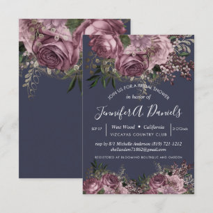 Lavender Purple Floral Roses Bridal Shower Invitation