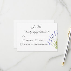 Lavender Purple Floral Rustic flowers Modern RSVP Card