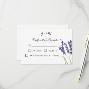 Lavender Purple Floral Rustic flowers Modern RSVP Card
