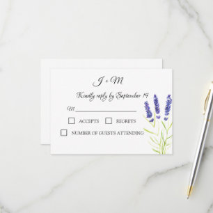 Lavender Purple Floral Rustic flowers Modern RSVP Card