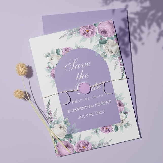 Lavender Purple Floral Save The Date Card (Creator Uploaded)