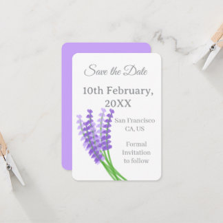 Lavender Purple Floral Save the Date Invitation