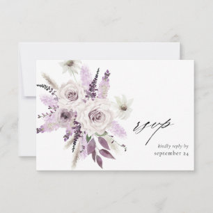 Lavender Purple Floral w Meal RSVP Card