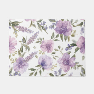 Lavender Purple Floral Watercolor Botanical Doormat