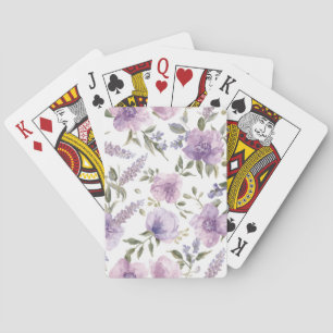 Lavender Purple Floral Watercolor Botanical Playing Cards