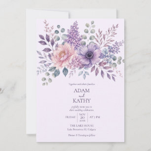 Lavender Purple Floral Wedding Invitation