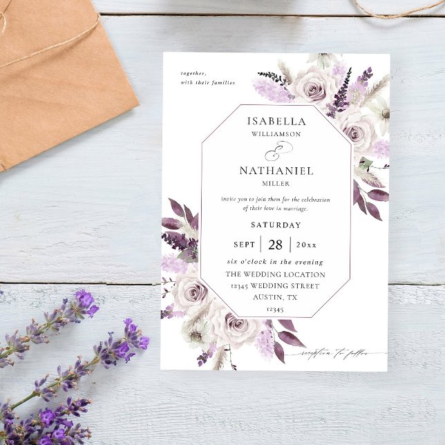 Lavender Purple Floral Wedding Invitation (Creator Uploaded)