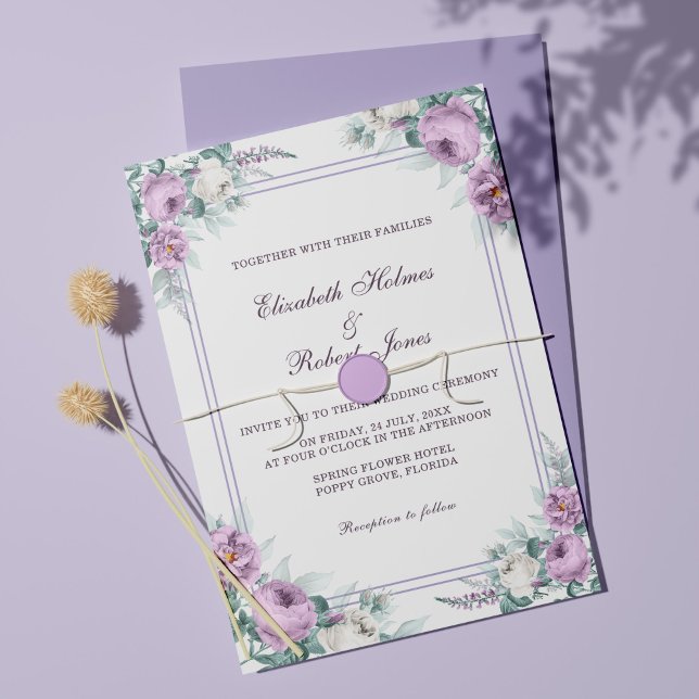 Lavender Purple Floral Wedding Invitation (Creator Uploaded)