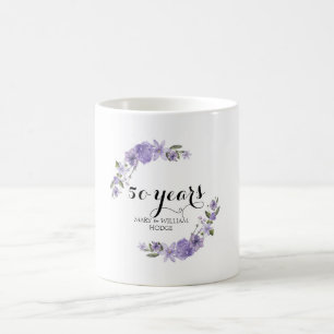 Lavender purple florals 50th wedding anniversary coffee mug