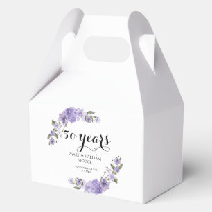 Lavender purple florals 50th wedding anniversary favour box