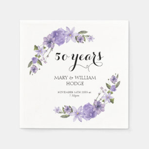 Lavender purple florals 50th wedding anniversary napkin