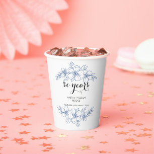 Lavender purple florals 50th wedding anniversary paper cups