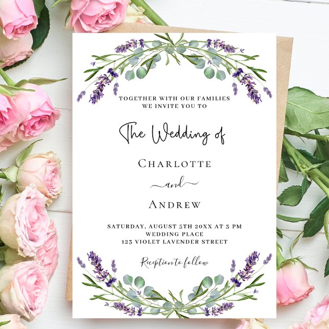 Lavender purple florals greenery luxury wedding  invitation (Creator Uploaded)
