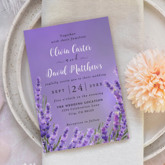 Lavender Purple Florals Wedding Invitation (Creator Uploaded)
