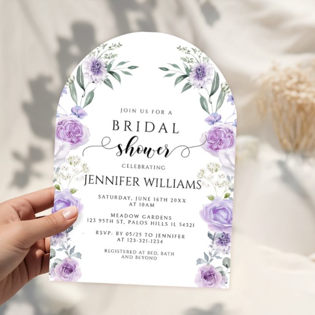 Lavender Purple Flower Boho Wreath Bridal Shower Invitation (Creator Uploaded)