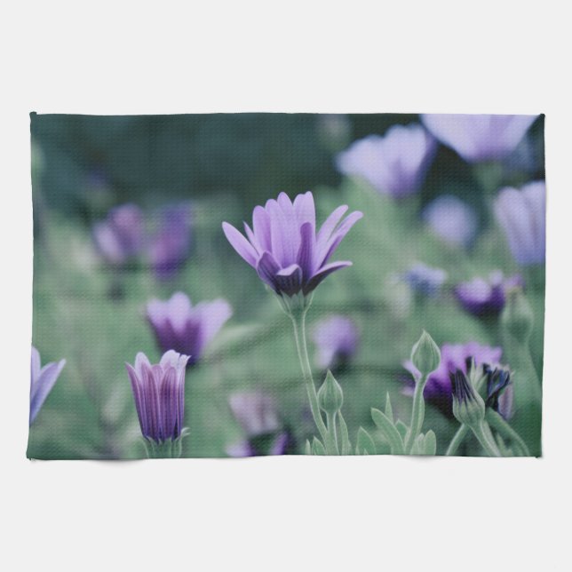 Lavender Purple Flower Tea Towel (Horizontal)