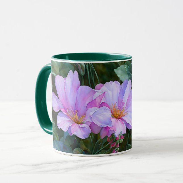 Lavender Purple Flowers Floral Art Mug Cup (Front Left)