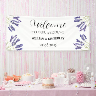 Lavender Purple Flowers Rustic Elegant Wedding Banner