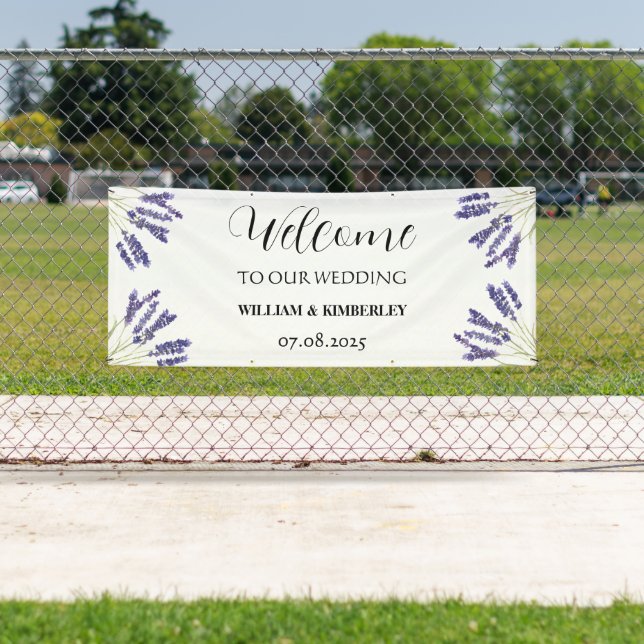 Lavender Purple Flowers Rustic Elegant Wedding Banner (Insitu)
