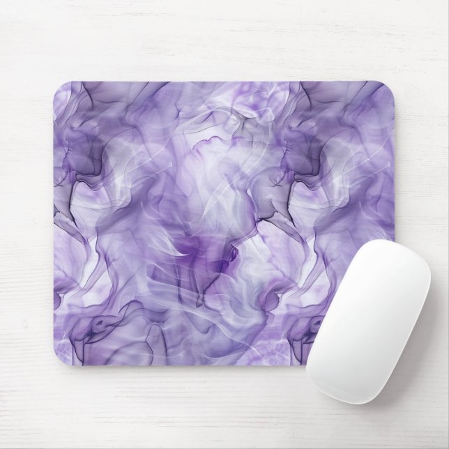 Lavender Purple Fluid Smoke Marble Mouse Mat (With Mouse)
