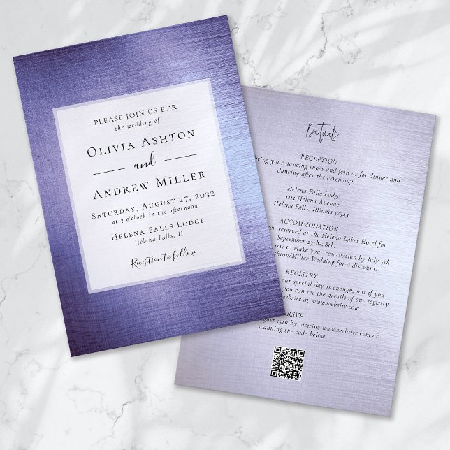 Lavender Purple Foil  All in One QR Wedding Invitation (Creator Uploaded)