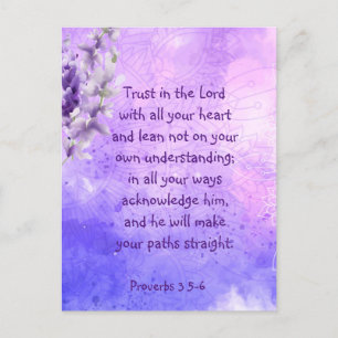 Lavender Purple Garden Flower Bible Scripture Postcard