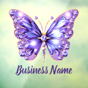 lavender purple gems butterfly window cling