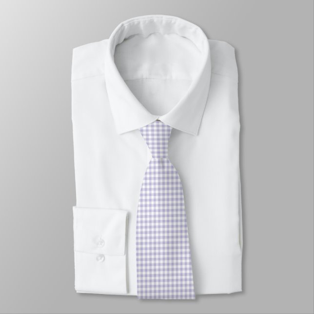 Lavender Purple Gingham Tie (Tied)