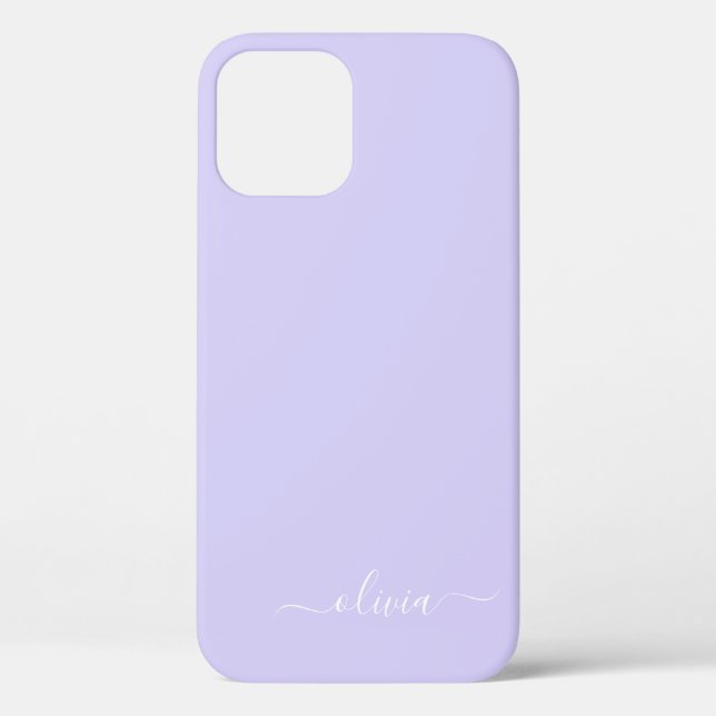 Lavender Purple Girly Script Monogram Name Modern Case-Mate iPhone Case (Back)