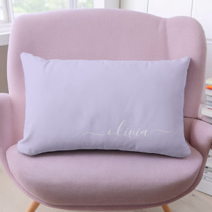 Lavender Purple Girly Script Monogram Name Modern Lumbar Cushion