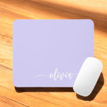 Lavender Purple Girly Script Monogram Name Modern Mouse Mat<br><div class="desc">Lavender Purple Monogram Add Your Own Name Mousepad (Mouse Pad). This makes the perfect sweet 16 birthday,  wedding,  bridal shower,  anniversary,  baby shower or bachelorette party gift for someone that loves glam luxury and chic styles.</div>