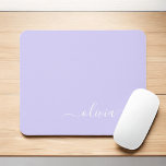 Lavender Purple Girly Script Monogram Name Modern Mouse Mat<br><div class="desc">Lavender Purple Monogram Add Your Own Name Mousepad (Mouse Pad). This makes the perfect sweet 16 birthday,  wedding,  bridal shower,  anniversary,  baby shower or bachelorette party gift for someone that loves glam luxury and chic styles.</div>