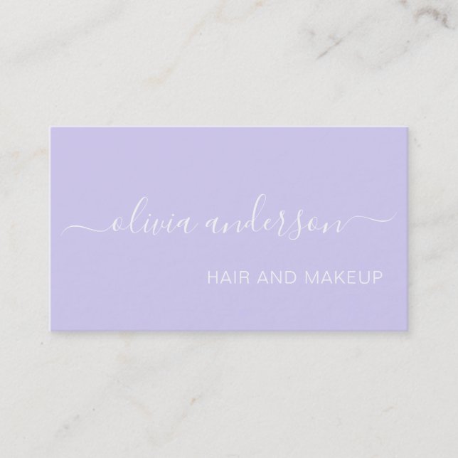 Lavender Purple Girly Simple Hair Makeup Salon Business Card (Front)