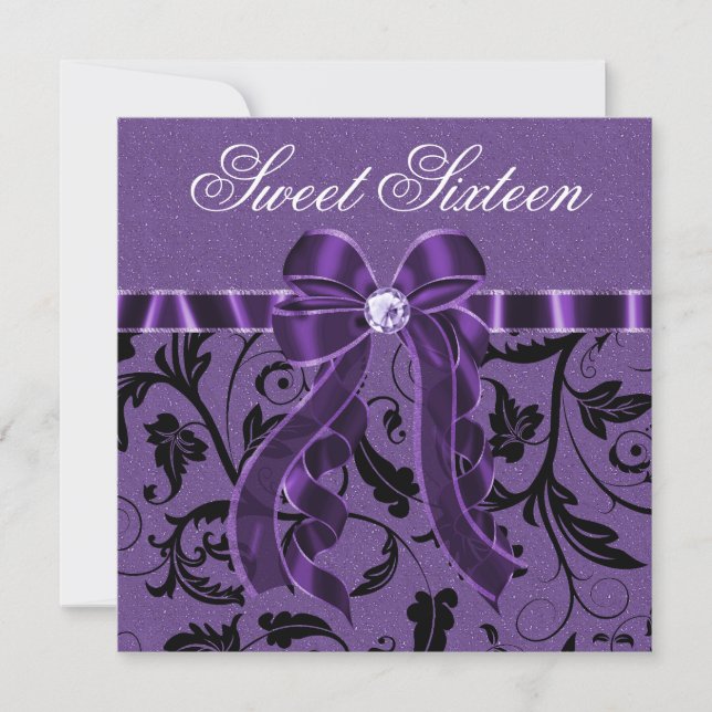 Lavender Purple Glitter Sweet Sixteen Birthday Invitation (Front)
